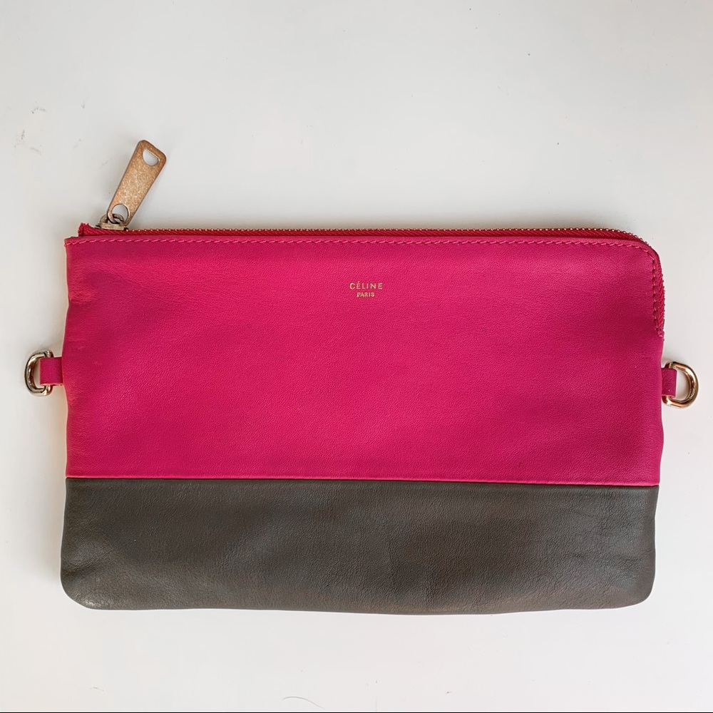 COPY Celine pink and grey leather pouch